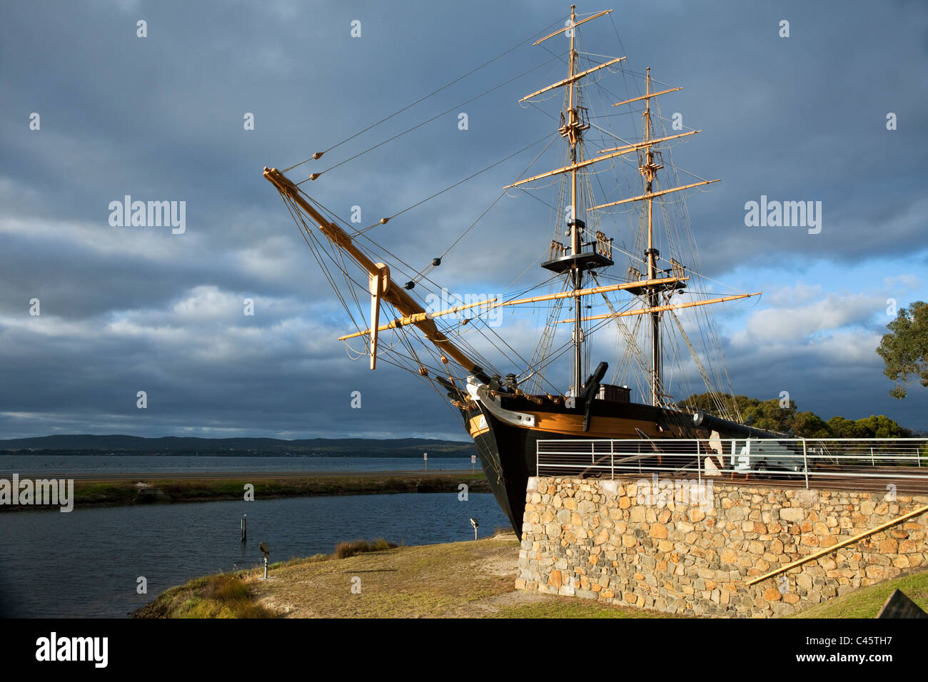 Replica of the Brig Amity - the ship that carried the first settlers to Albany in 1826. Albany, Western Australia, Australia Stock Photo