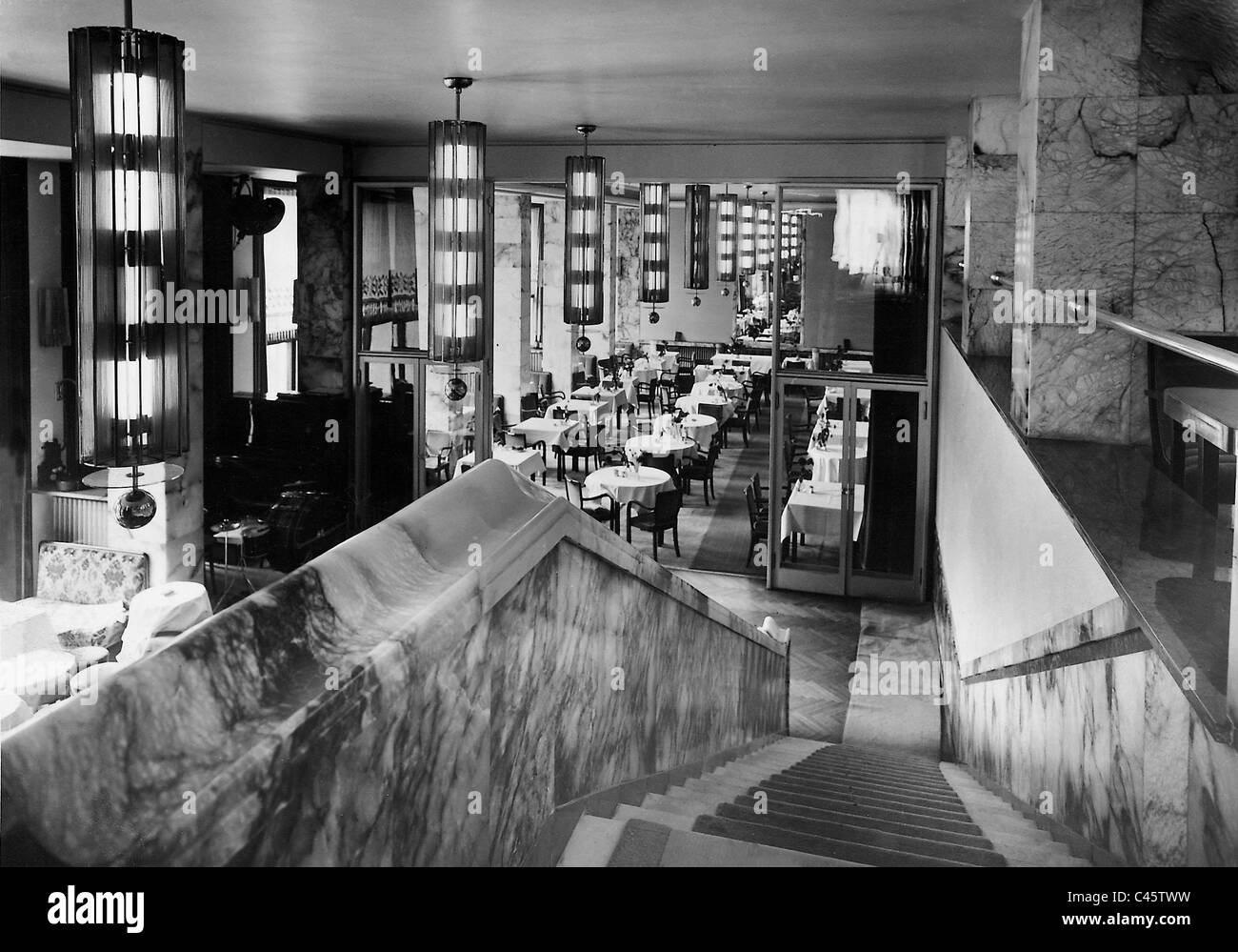 Dining room in the Hotel 'Patria' in Krynica, 1934 Stock Photo