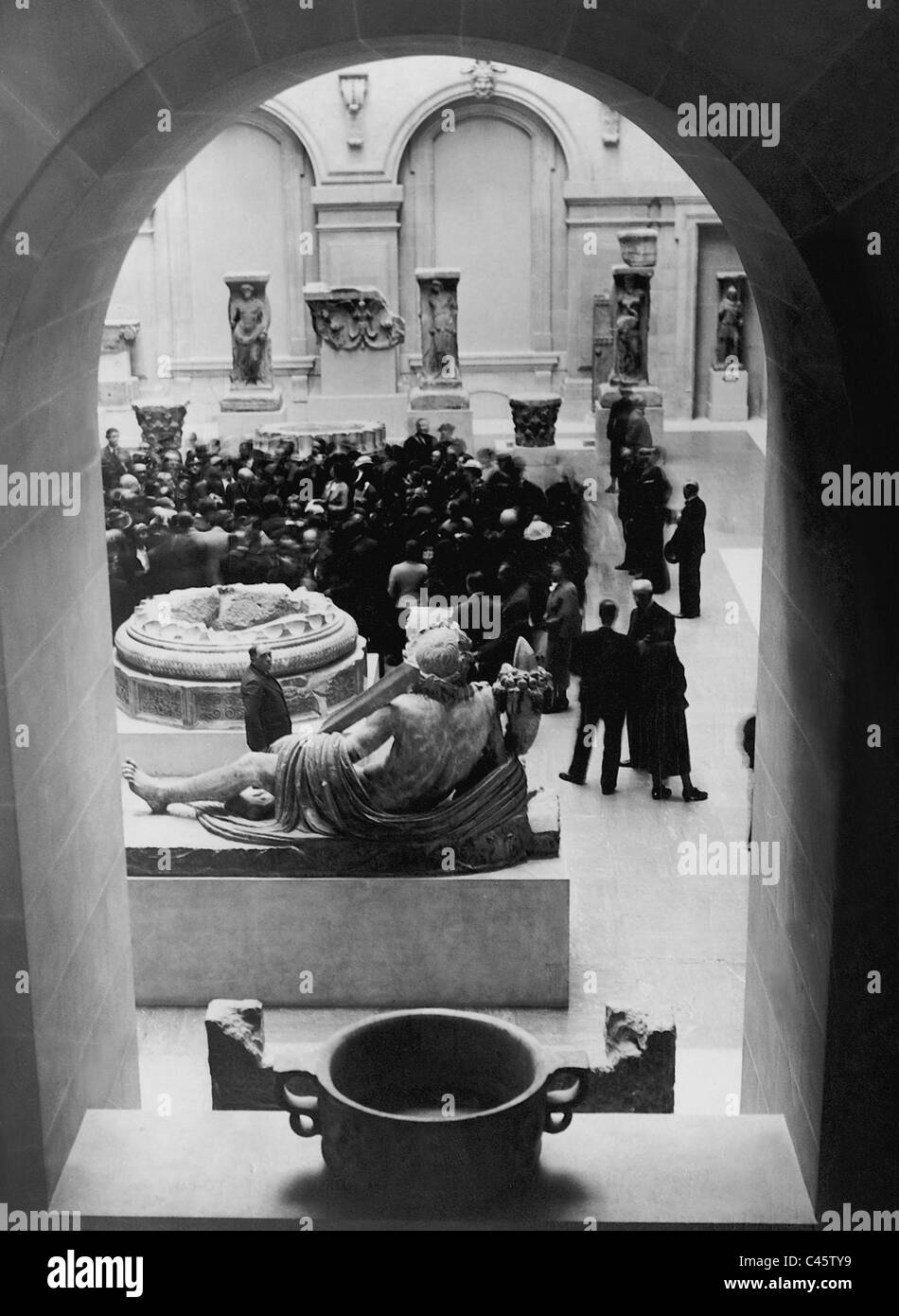 Museum visitors in the Louvre, 1936 Stock Photo