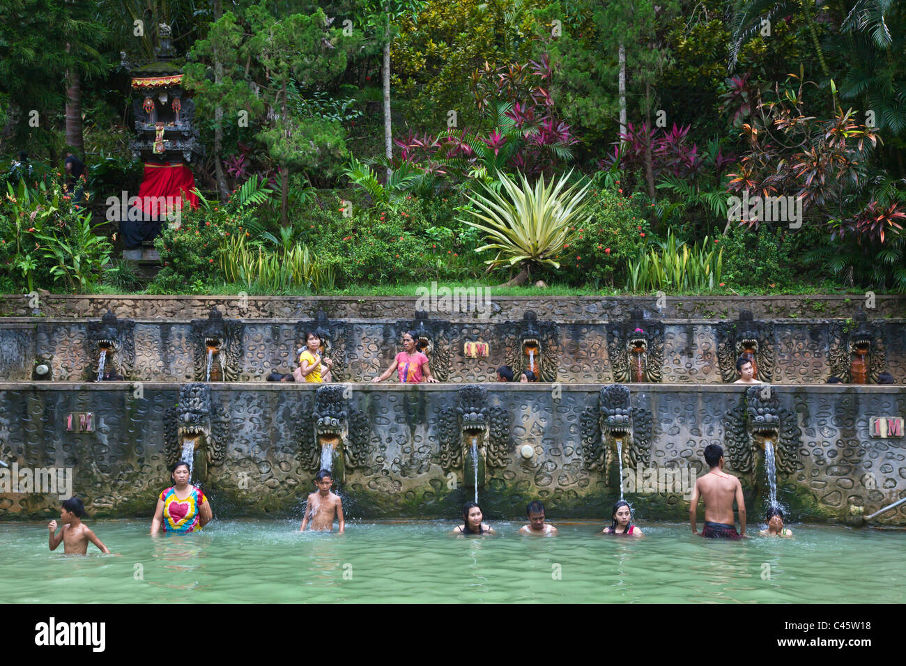 AIR PANAS BANJAR is a hot spring located near LOVINA in the north of the island - BALI, INDONESIA Stock Photo