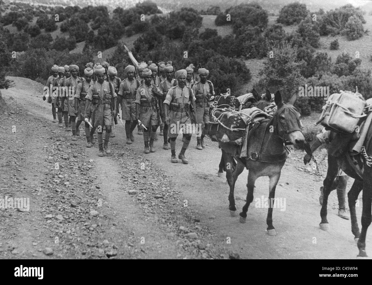 British troops in Waziristan in India, 1937 Stock Photo