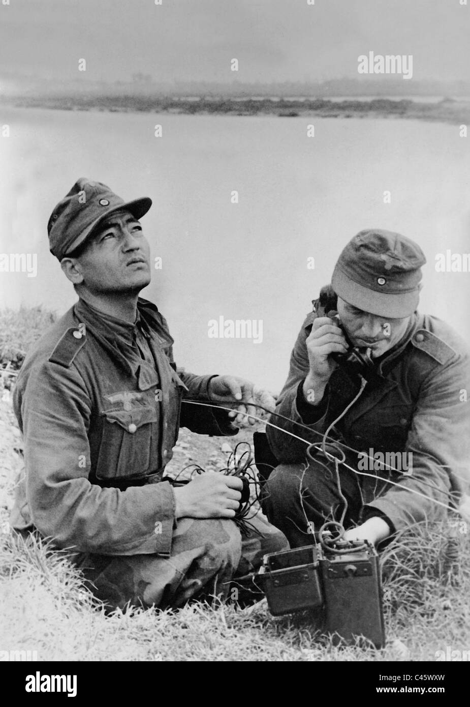 Turkestan soldier on the front in Italy, 1944 Stock Photo