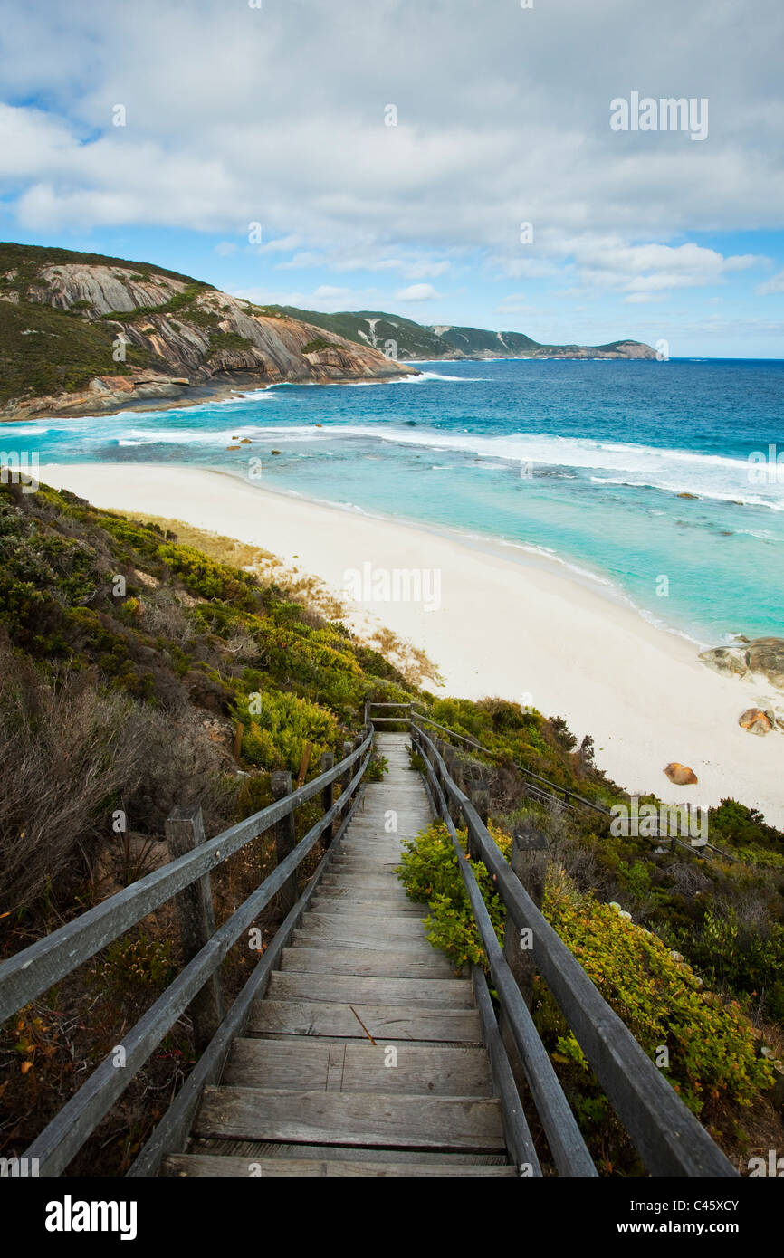 Path leading down to beach at Salmon Holes, Torndirrup National Park, Albany, Western Australia, Australia Stock Photo
