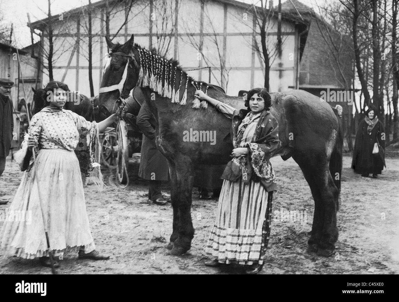 Gypsy women at the horse market in BerlinCharlottenburg, 1914 Stock