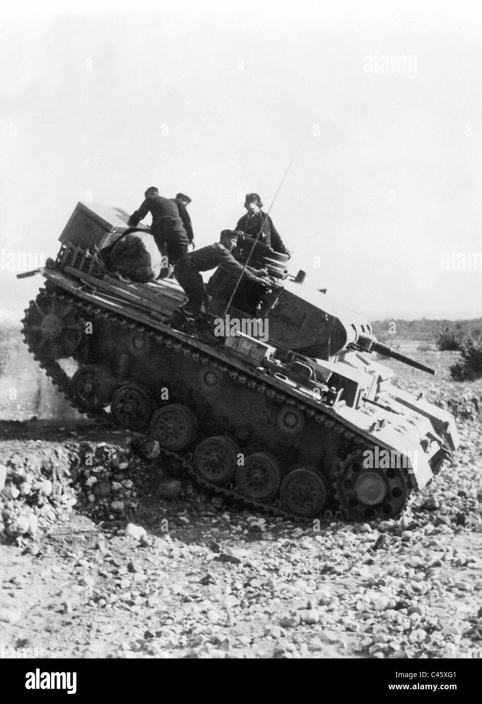 German Panzer III during combat in Greece, 1941 Stock Photo