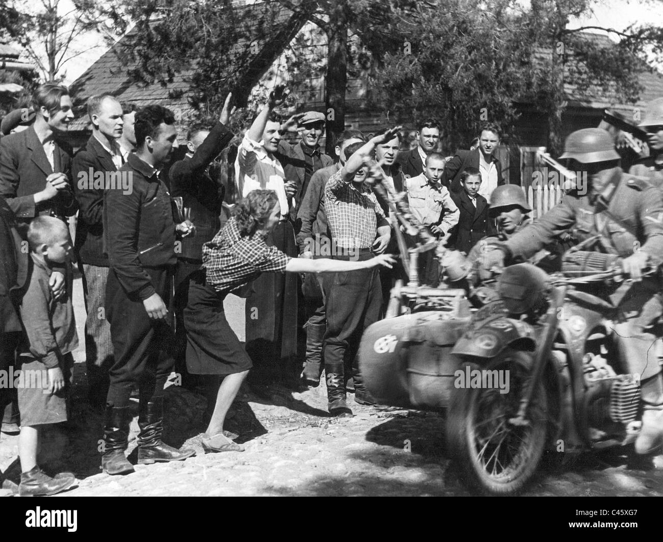 German troops during the advance in Yugoslavia, 1941 Stock Photo