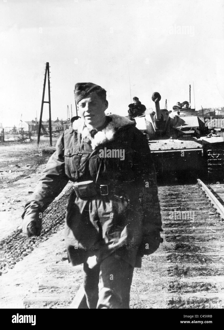 Soldier of the Waffen SS in Belgorod, 1943 Stock Photo