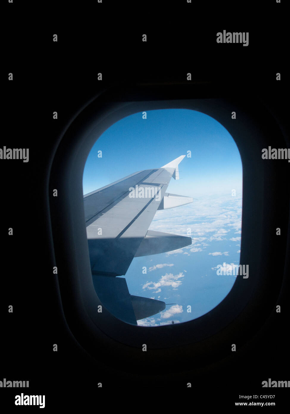 Aerial View of Aircraft Wing from Cabin Window – High Altitude Flight ...