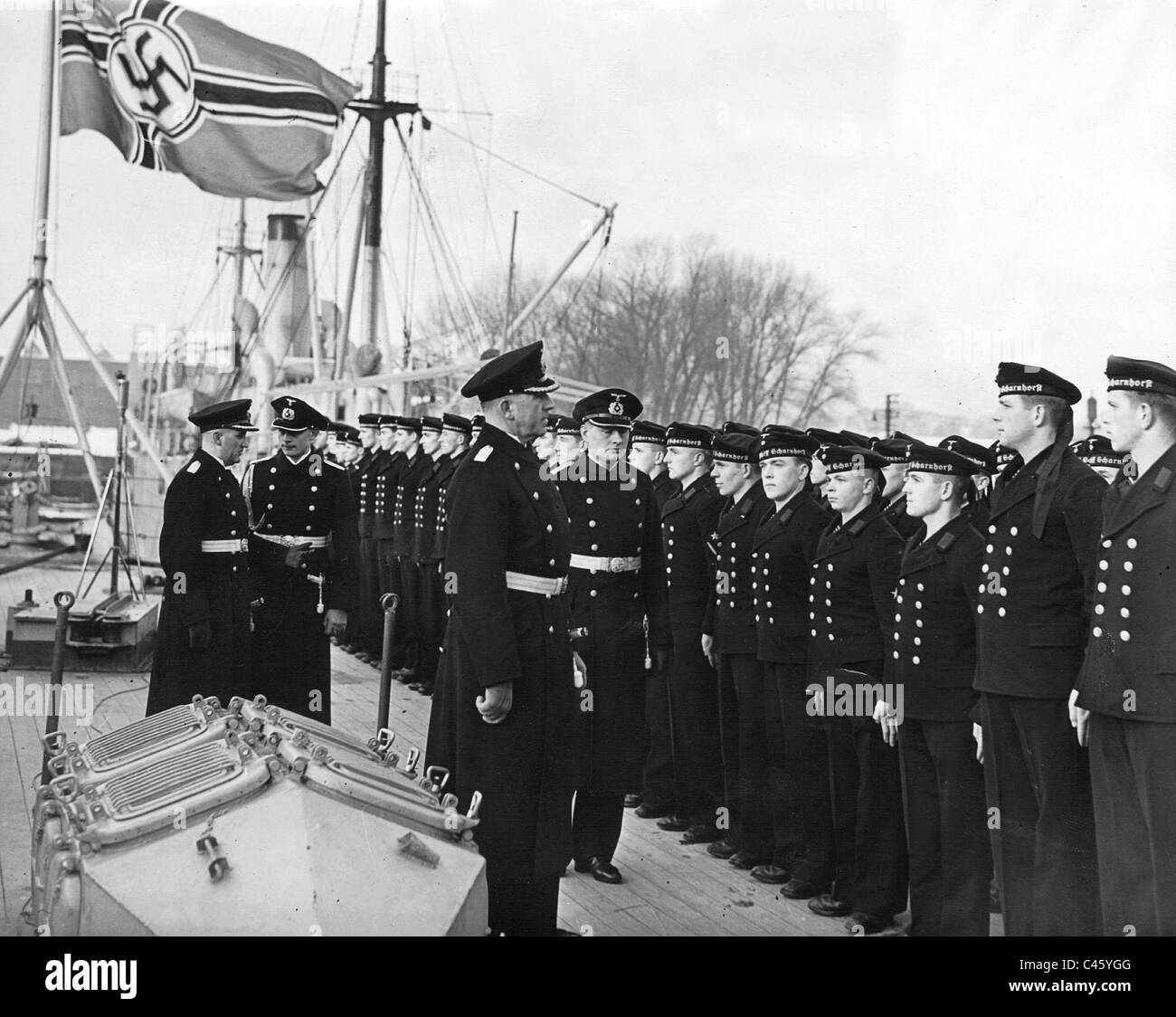 Captain Otto Ciliax inspects the sailors of the 'Scharnhorst', 1939 Stock  Photo - Alamy