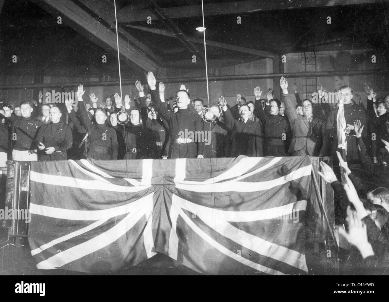 Oswald Mosley at a rally of the British Union of Fascists, 1934 Stock Photo