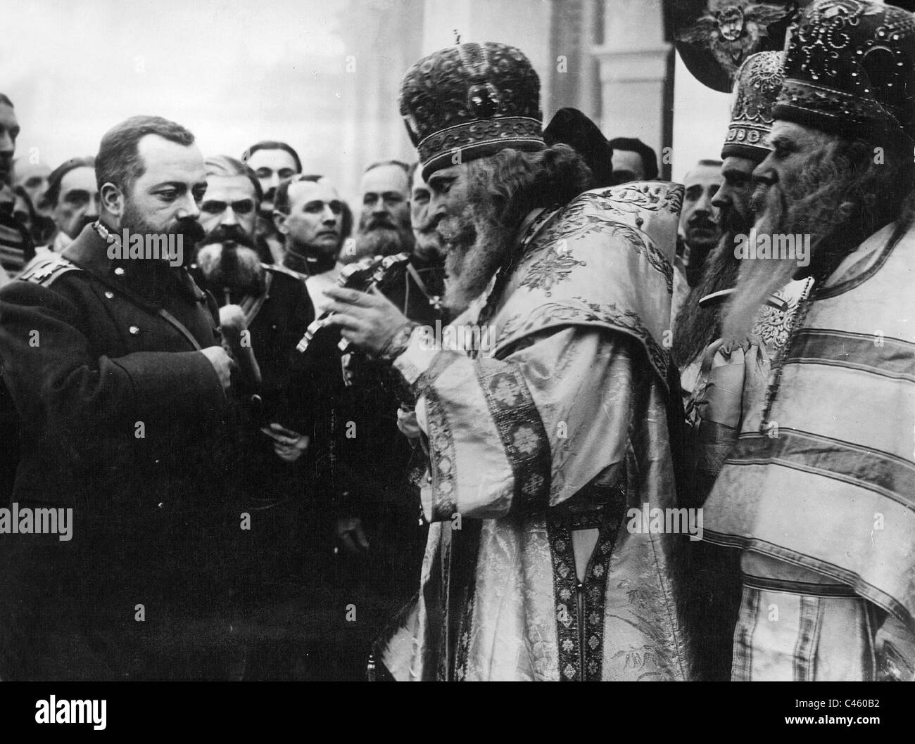 Tsar Nicholas II at an Easter Mass, 1910 Stock Photo