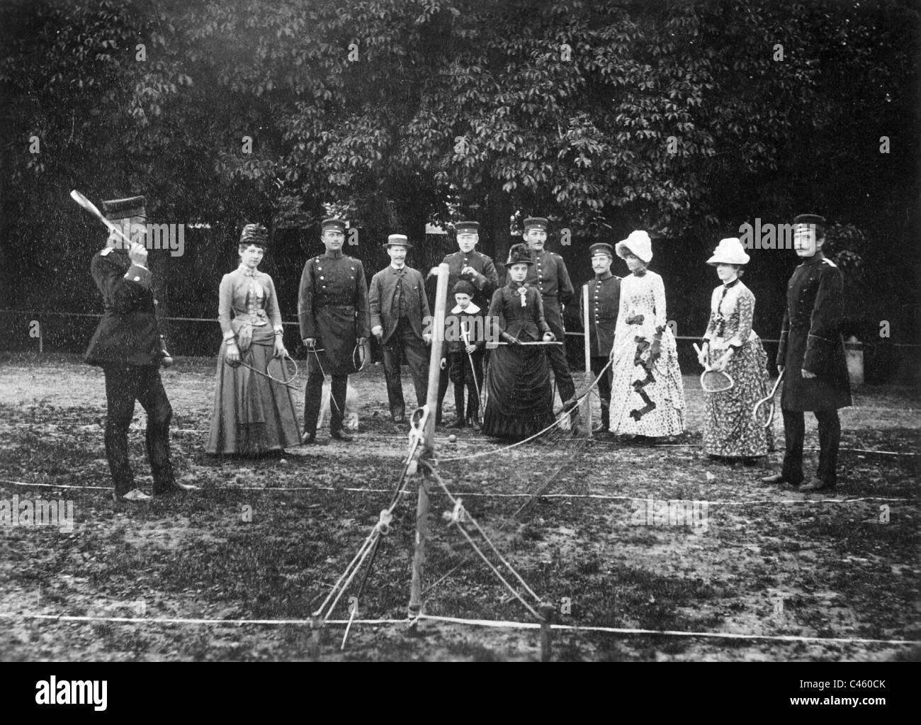 Tennis game, 1885 Stock Photo