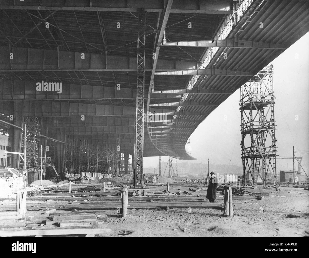Construction site of the Tempelhof airport in Berlin, 1937 Stock Photo