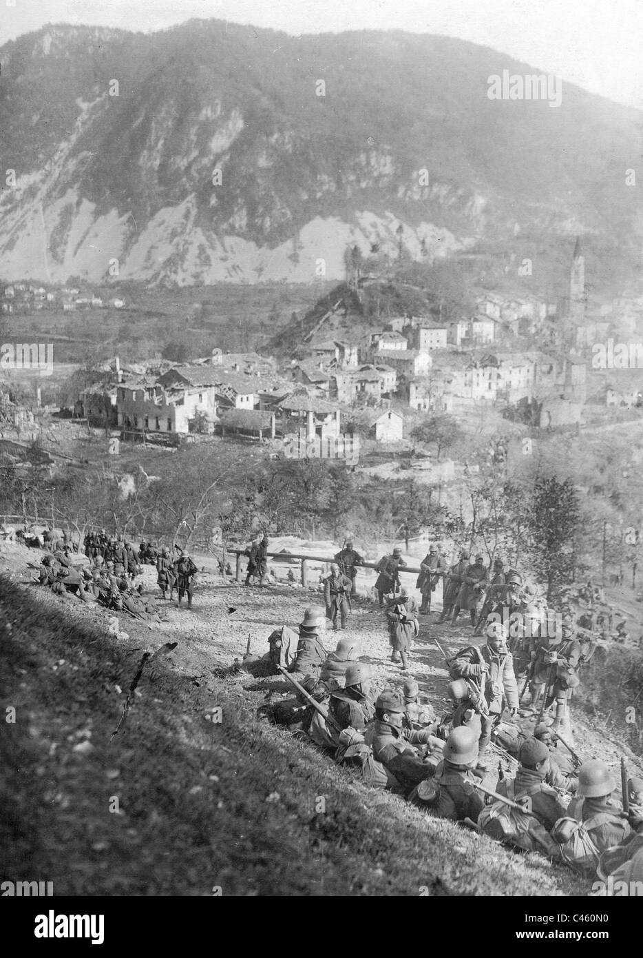 Austrian troops during the successful Isonzo offensive in Santa Lucia, 1917 Stock Photo