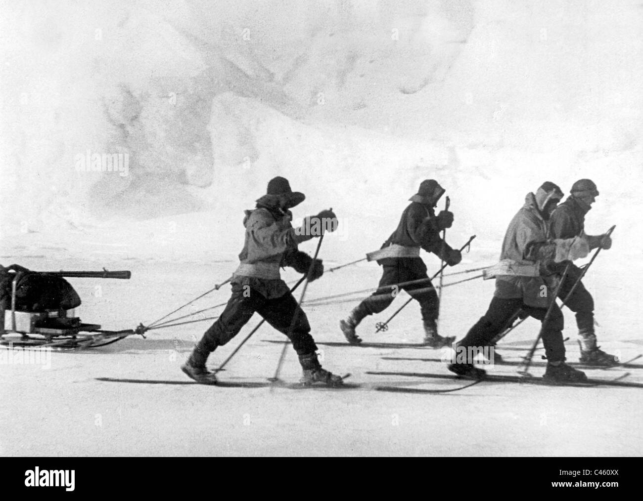 Robert F. Scott and his companions on the way to the South Pole, 1911 Stock Photo