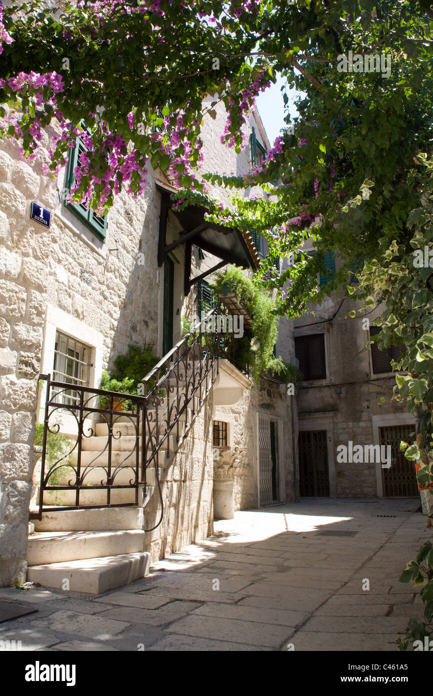 Split - Mediterranean house yard Stock Photo