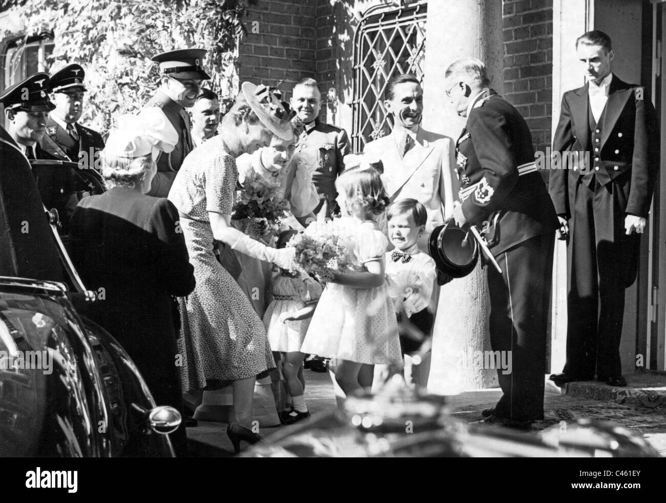 Josef Goebbels and Magda Goebbels welcome the Yugoslav Prince regent couple Stock Photo
