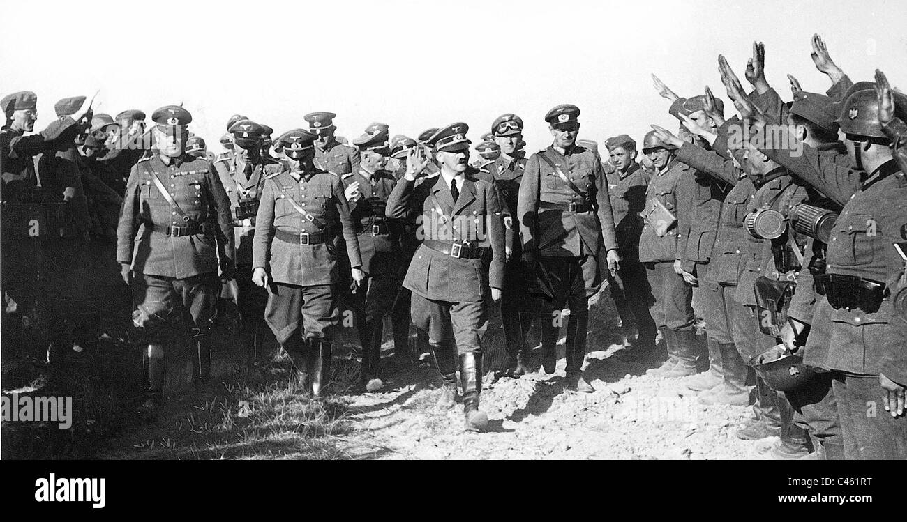 Adolf Hitler visits troops in Poland, 1939 Stock Photo