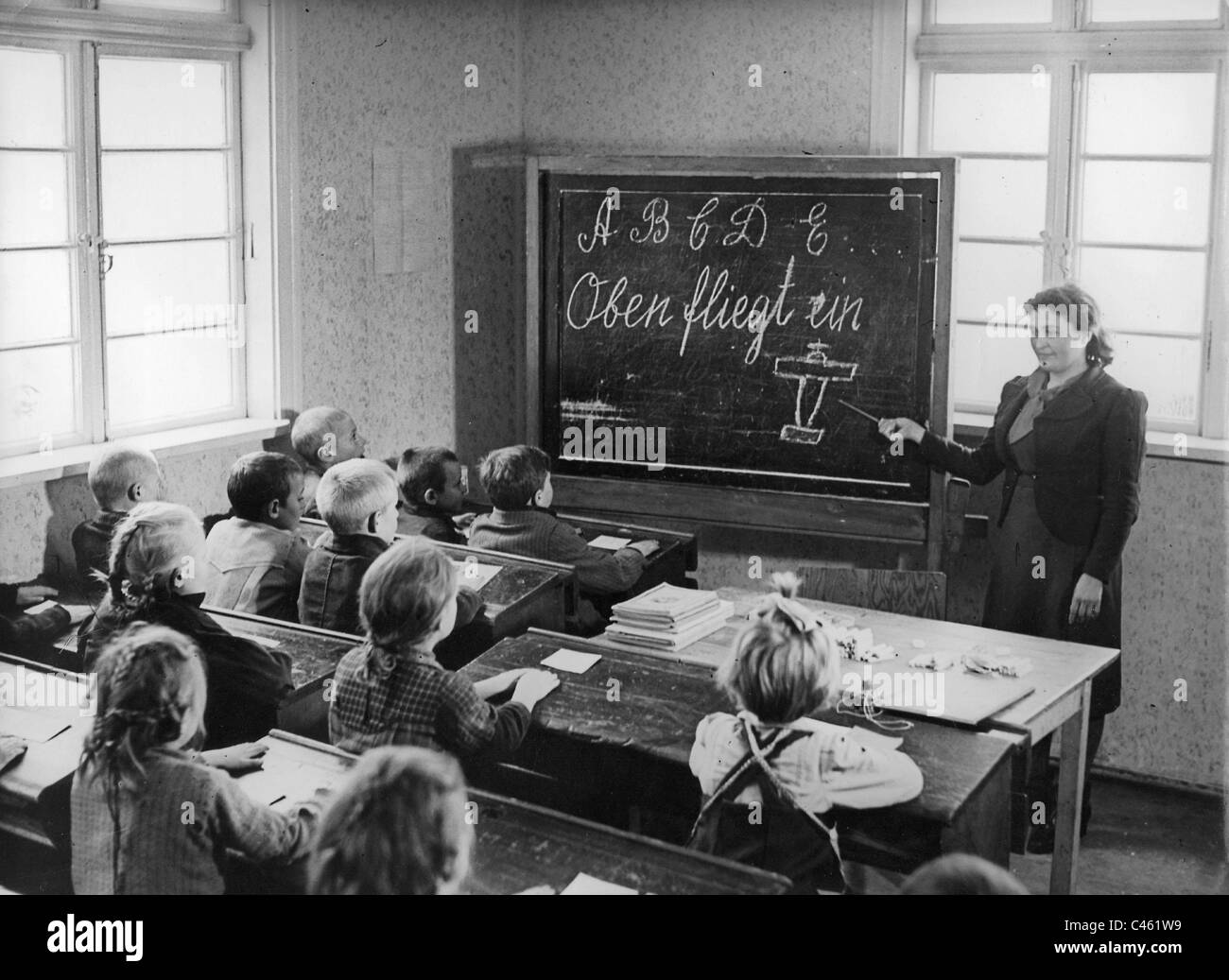 German lessons in a school, 1944 Stock Photo