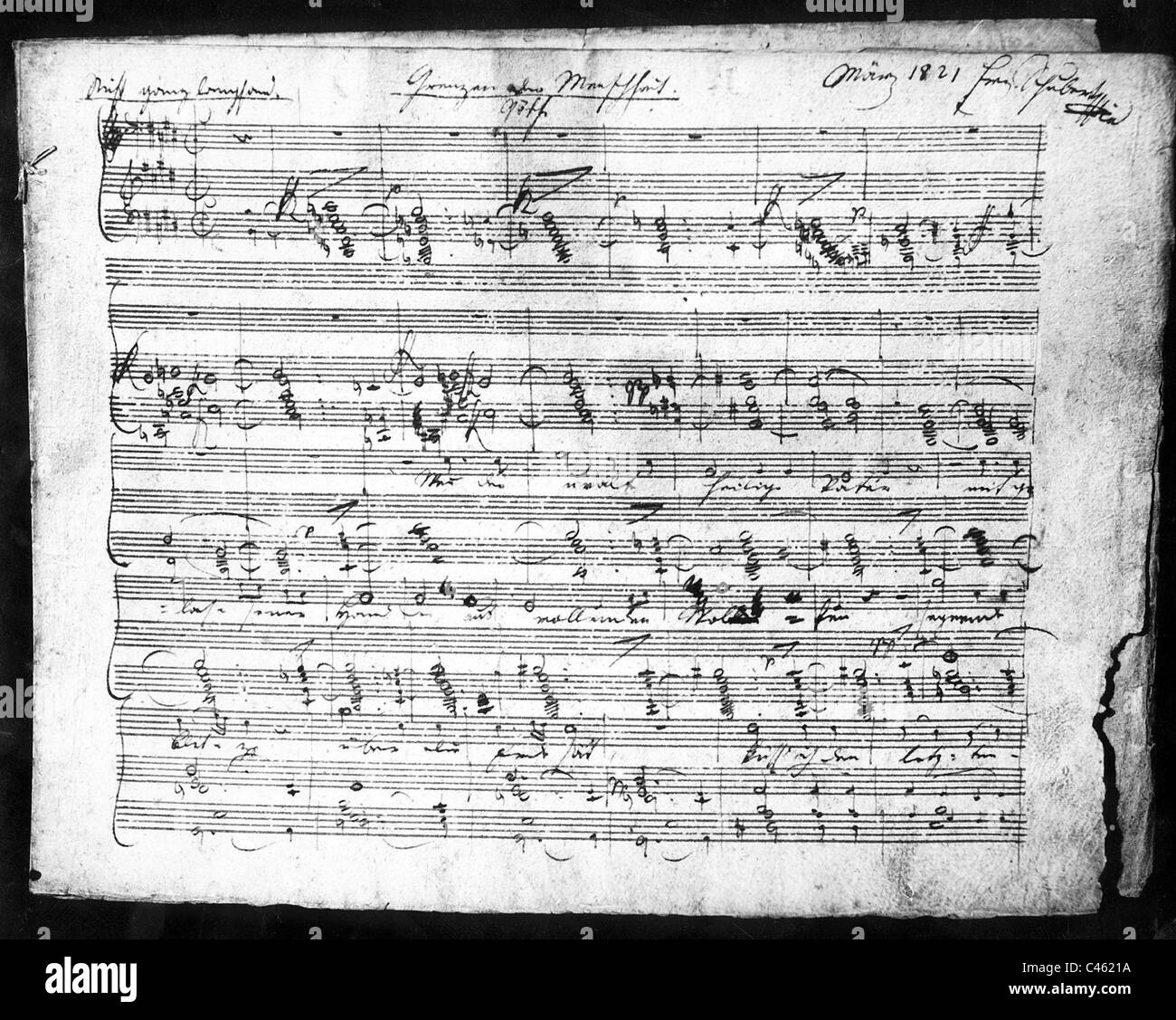 Handwriting by Franz Schubert Stock Photo