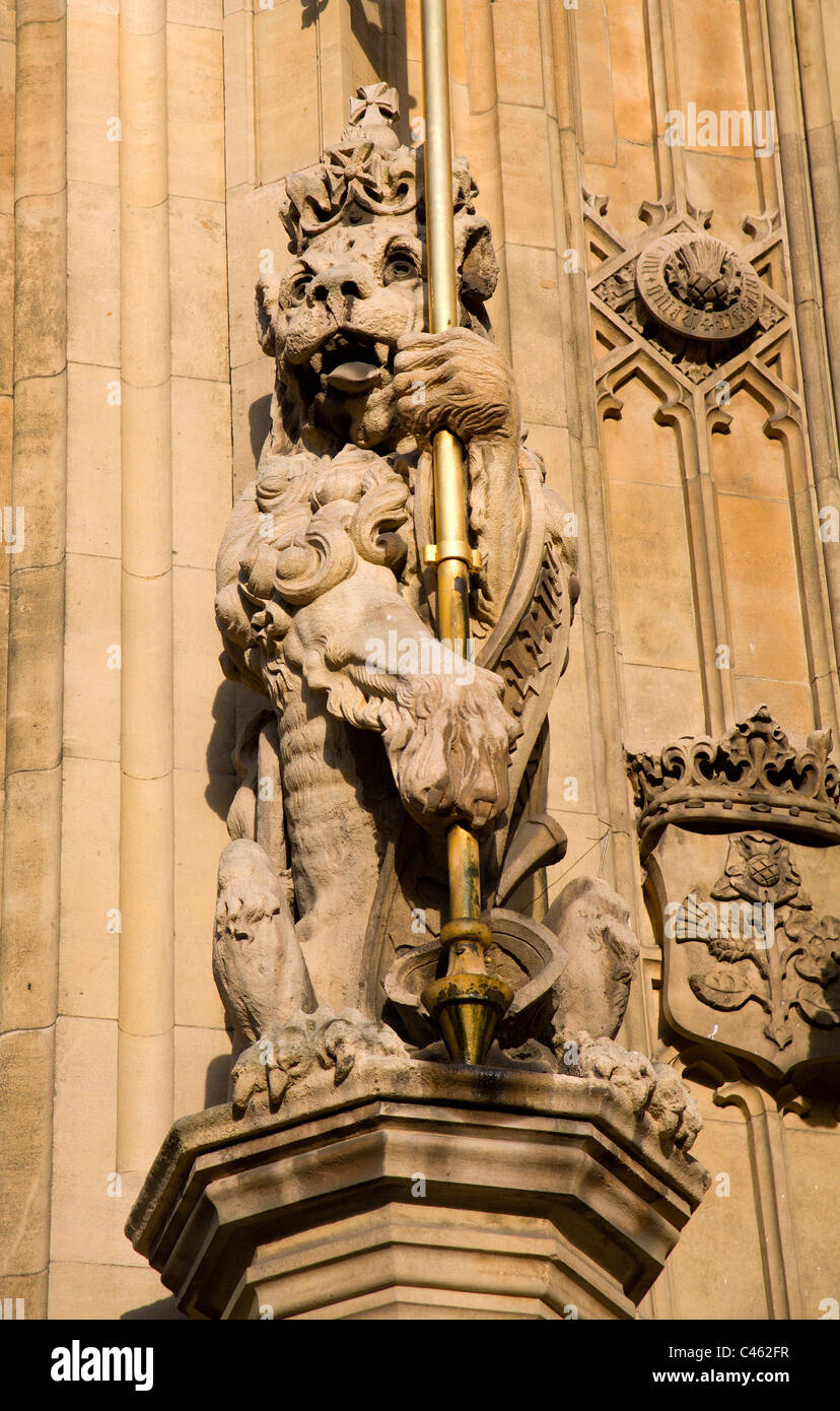 London - lion from the facade of parliament Stock Photo