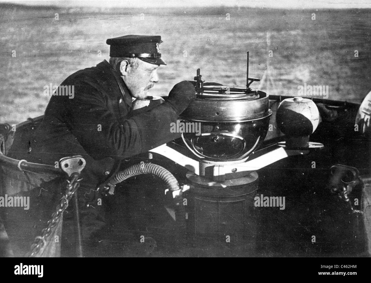 German naval officer with compass Stock Photo