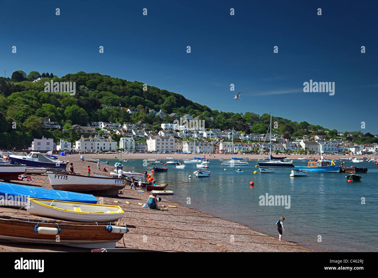 The view from Teignmouth across the estuary of the River Teign towards Shaldon on the opposite bank, Devon, England, UK Stock Photo