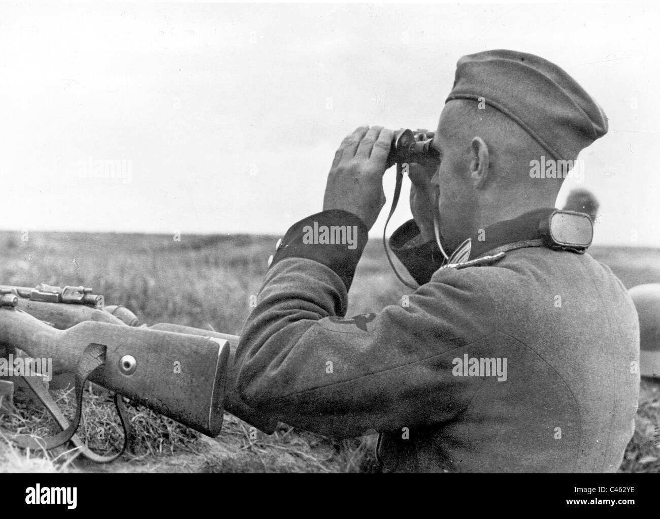 German policeman at an outpost on the Eastern front, 1942 Stock Photo