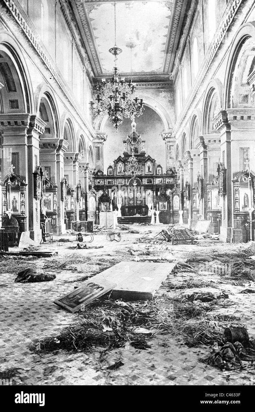Destroyed church in Suwalki, 1915 Stock Photo