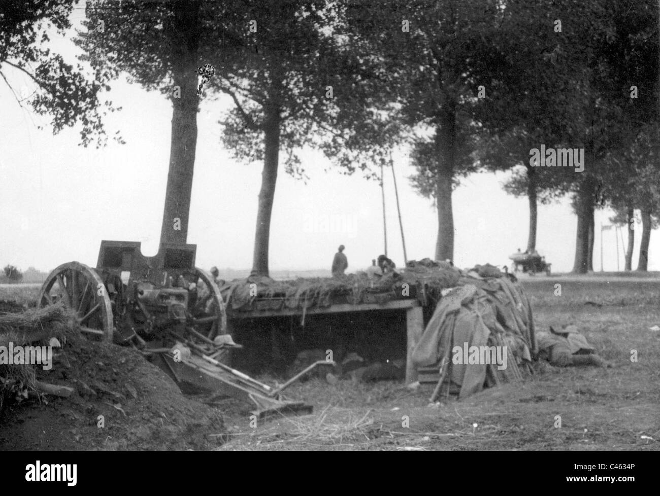 Outpost gun in the battle of Tannenberg, 1914 Stock Photo