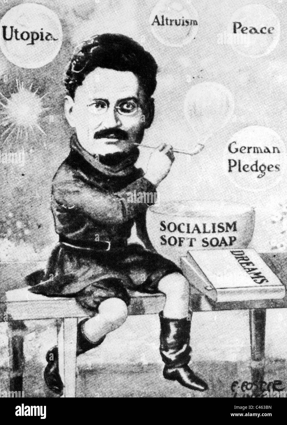Caricature of Leon Trotsky Stock Photo