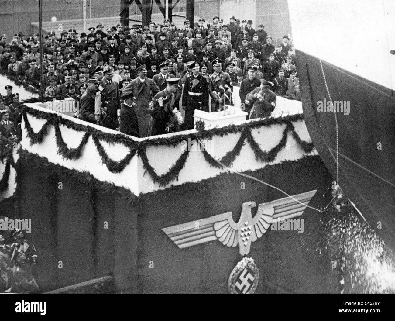 KDF-ship 'Robert Ley' is christened, 1938 Stock Photo