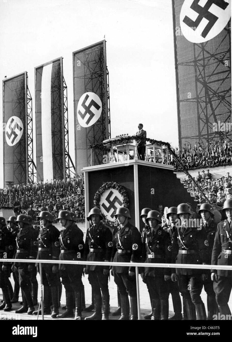 Ceremonial event of the Nazi Party at Tempelhof Field Stock Photo