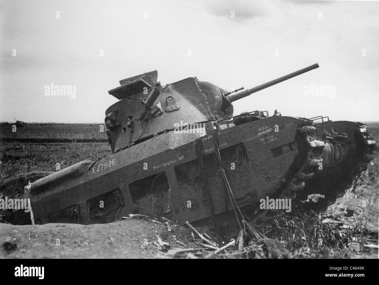Destroyed Russian tank, 1942 Stock Photo