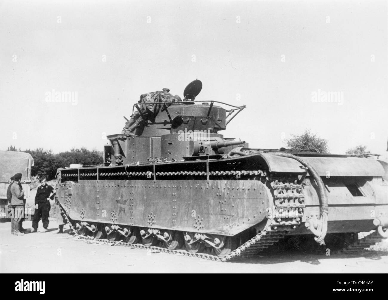 Destroyed Russian tank on the Eastern front, 1941 Stock Photo