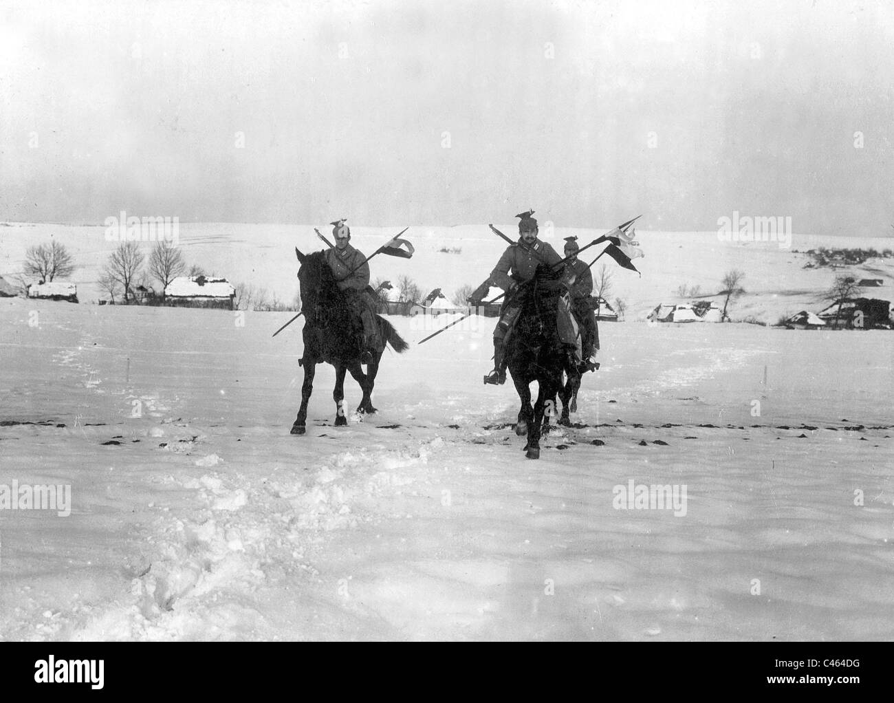 German Uhlan patrol in Poland, 1916 Stock Photo