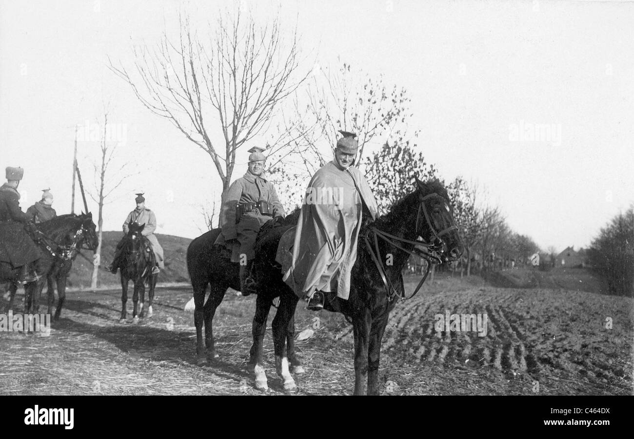 German Uhlan patrol on the Eastern front, 1917 Stock Photo