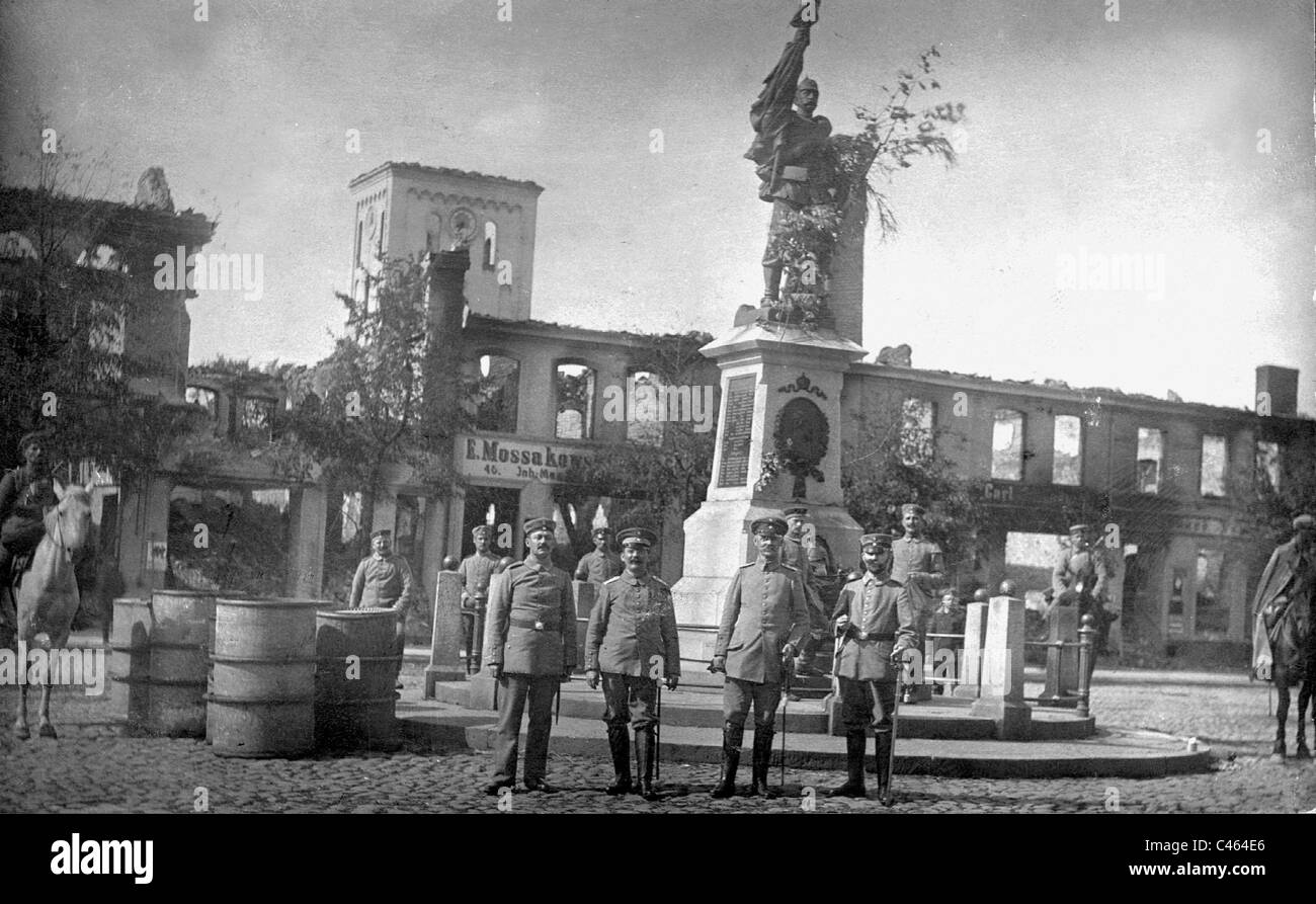 Destroyed Ortelsburg after the Battle of Tannenberg, 1914 Stock Photo