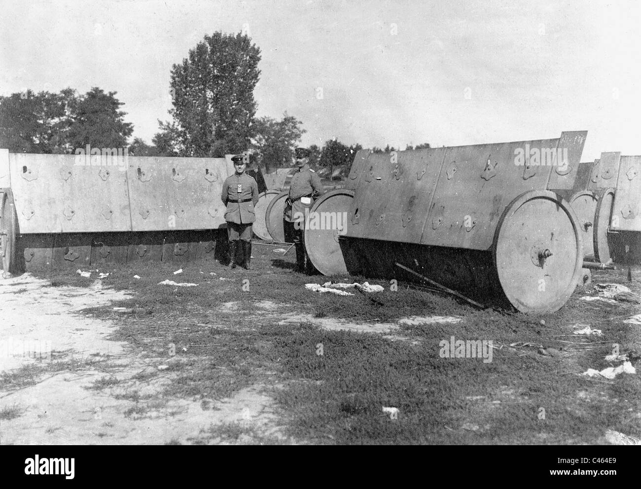 Captured Russian defense shields, 1915 Stock Photo