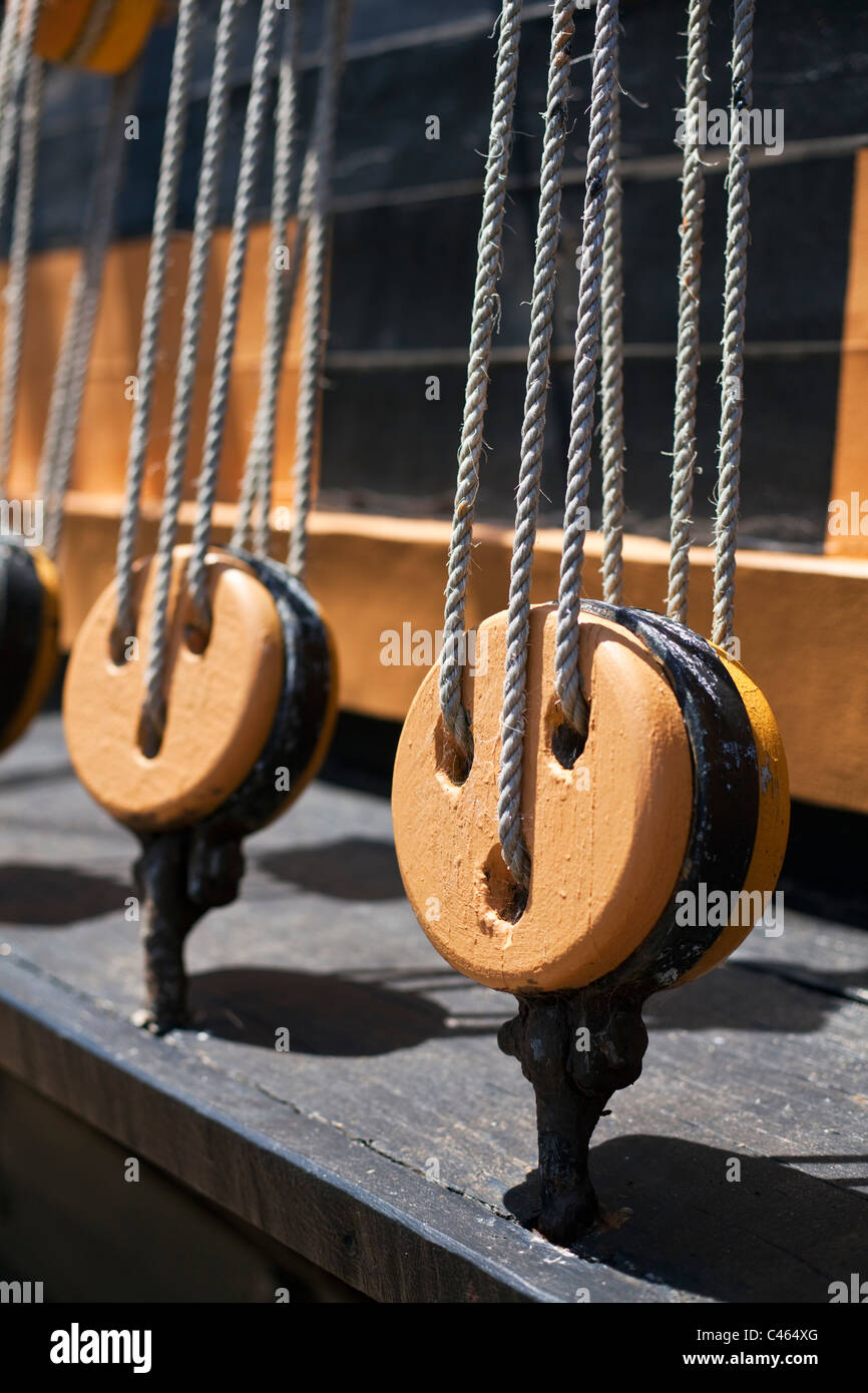 Rigging on the Brig Amity.  Albany, Western Australia, Australia Stock Photo