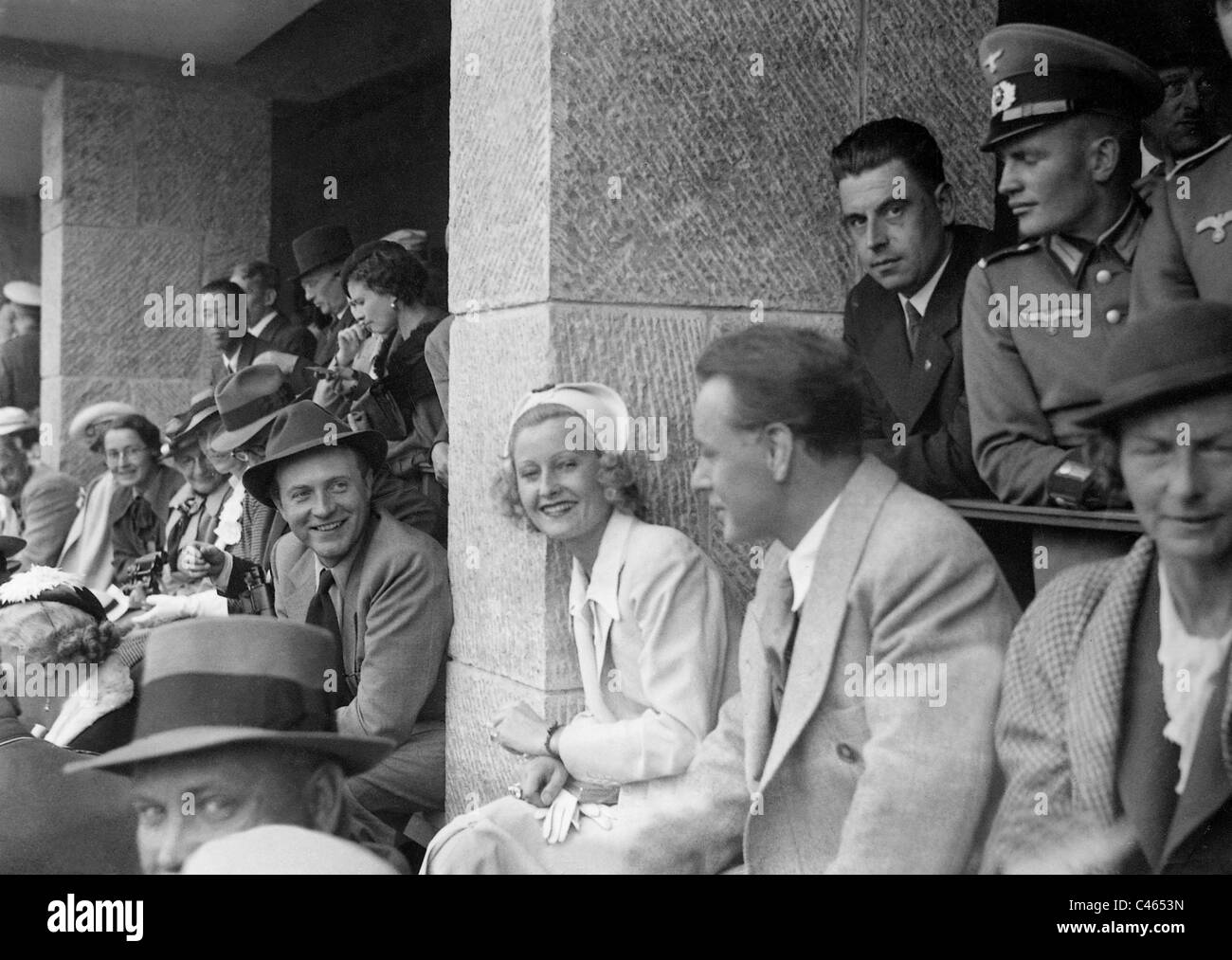 Willy Fritsch, Lilian Harvey and Paul Martin at the opening of the Olympic Games, 1936 Stock Photo