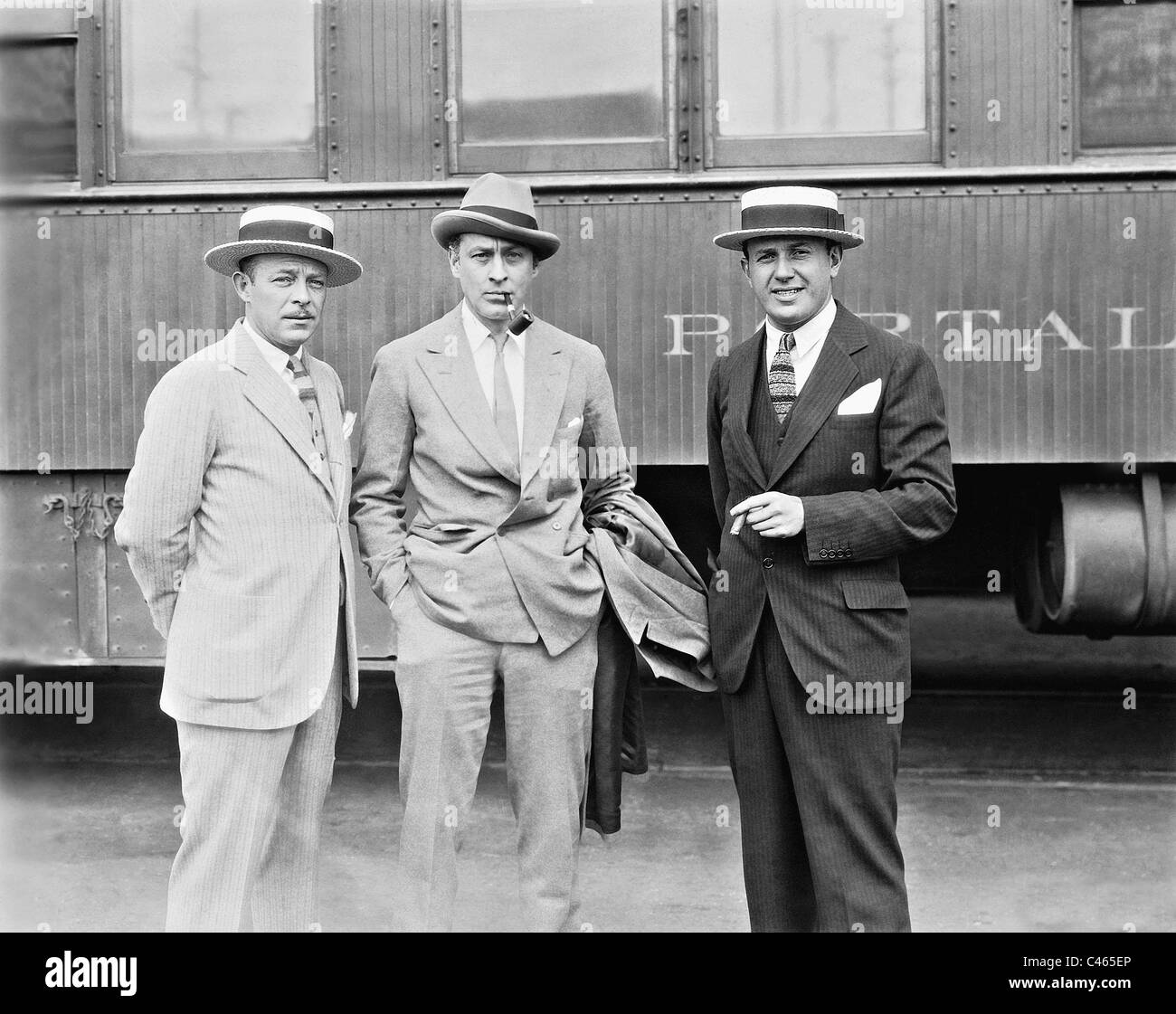 Harry Beaumont, John Barrymore and Jack Warner Stock Photo