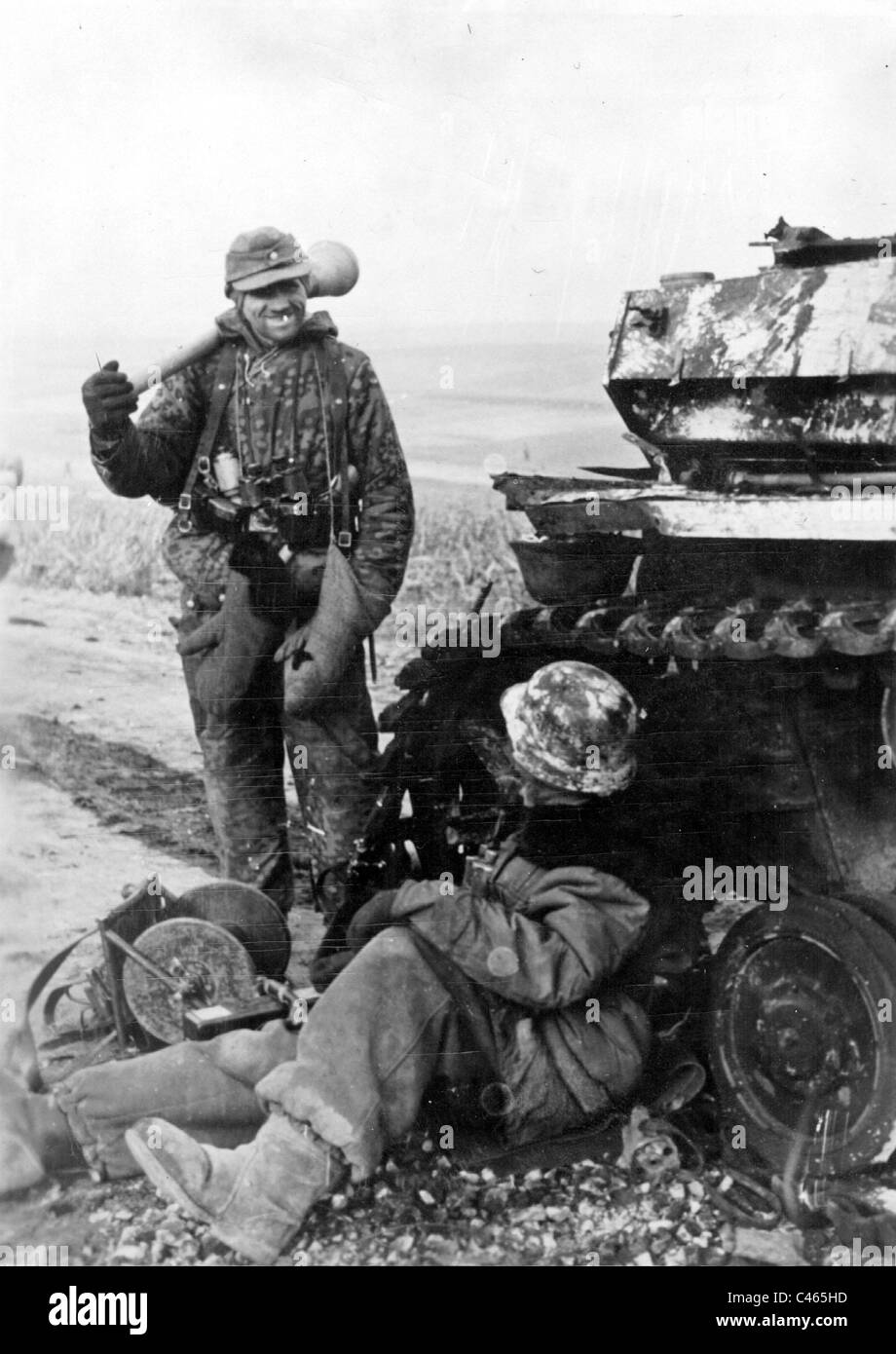 Waffen-SS while fighting in Hungary, 1945 Stock Photo
