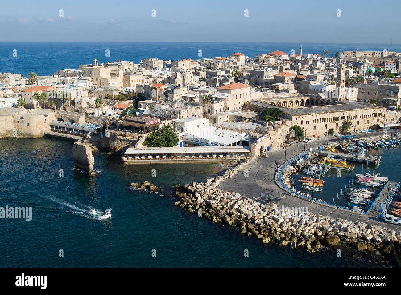 Aerial photograph of the old city of Acre in the western Galilee Stock ...