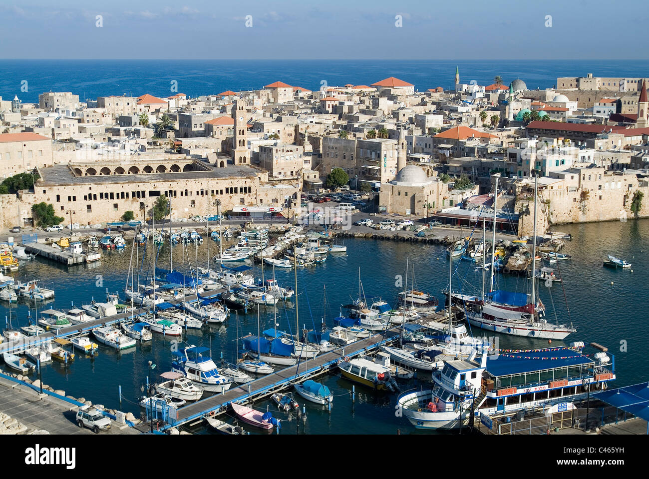 Aerial photograph of the old city of Acre in the western Galilee Stock ...