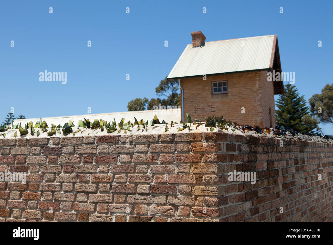 Prison walls of the Old Convict Gaol - built in 1851 and now used as a museum. Albany, Western Australia, Australia Stock Photo
