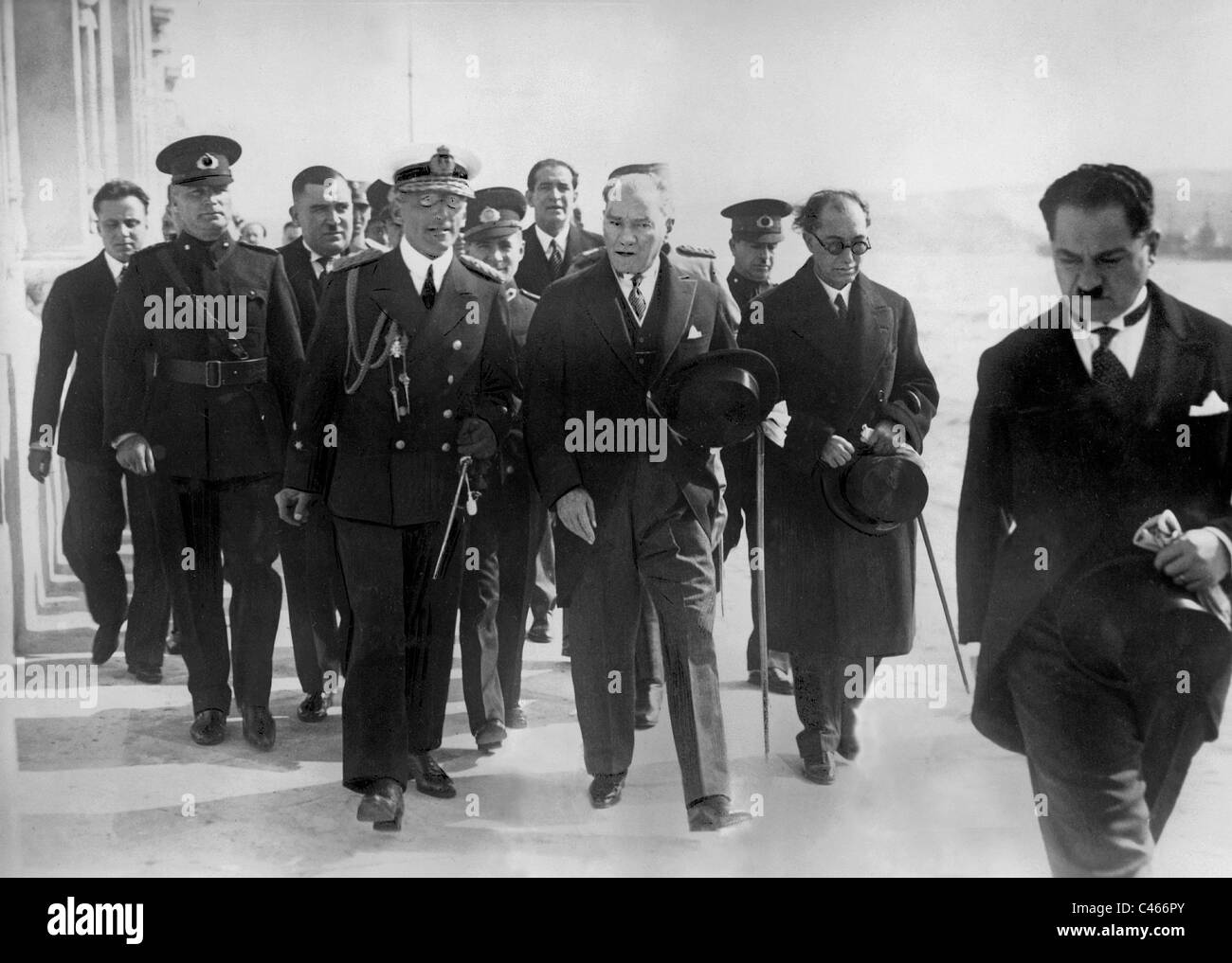 King Alexander I, Mustafa Kemal Ataturk and Tewsik Rudschies Stock Photo
