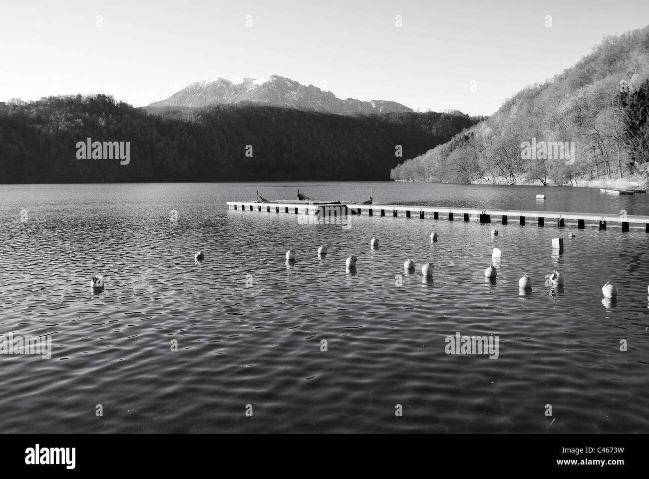 blue mountain lake in the Alps of Trentino Stock Photo