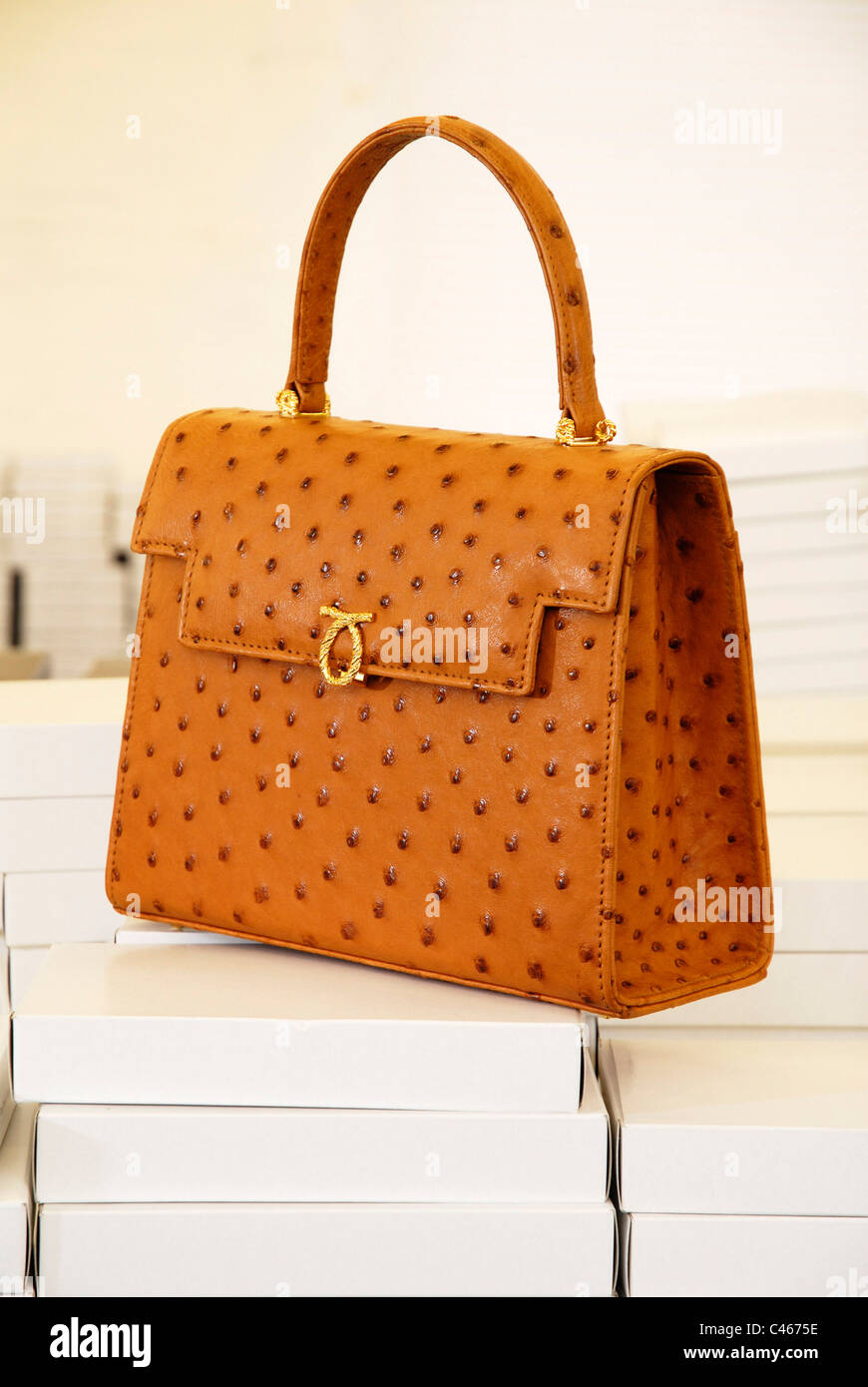 Orange Ostrich Leather Bag Stock Photo - Download Image Now - Bag, Ostrich,  Business - iStock