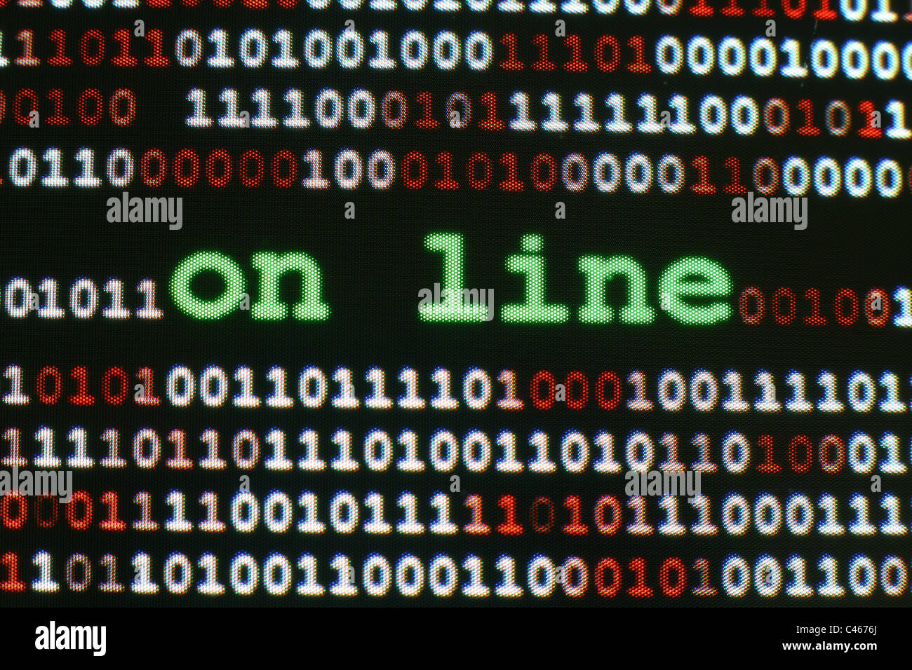 Computer screen with binary code Stock Photo - Alamy